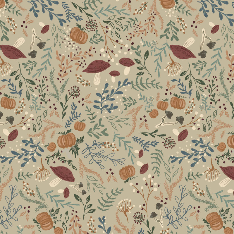 Forest Foliage in Tan Fabric - WayMaker Fabrics